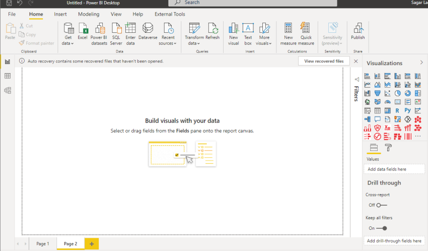 Create Pie Chart and work with Pages in Power BI Desktop